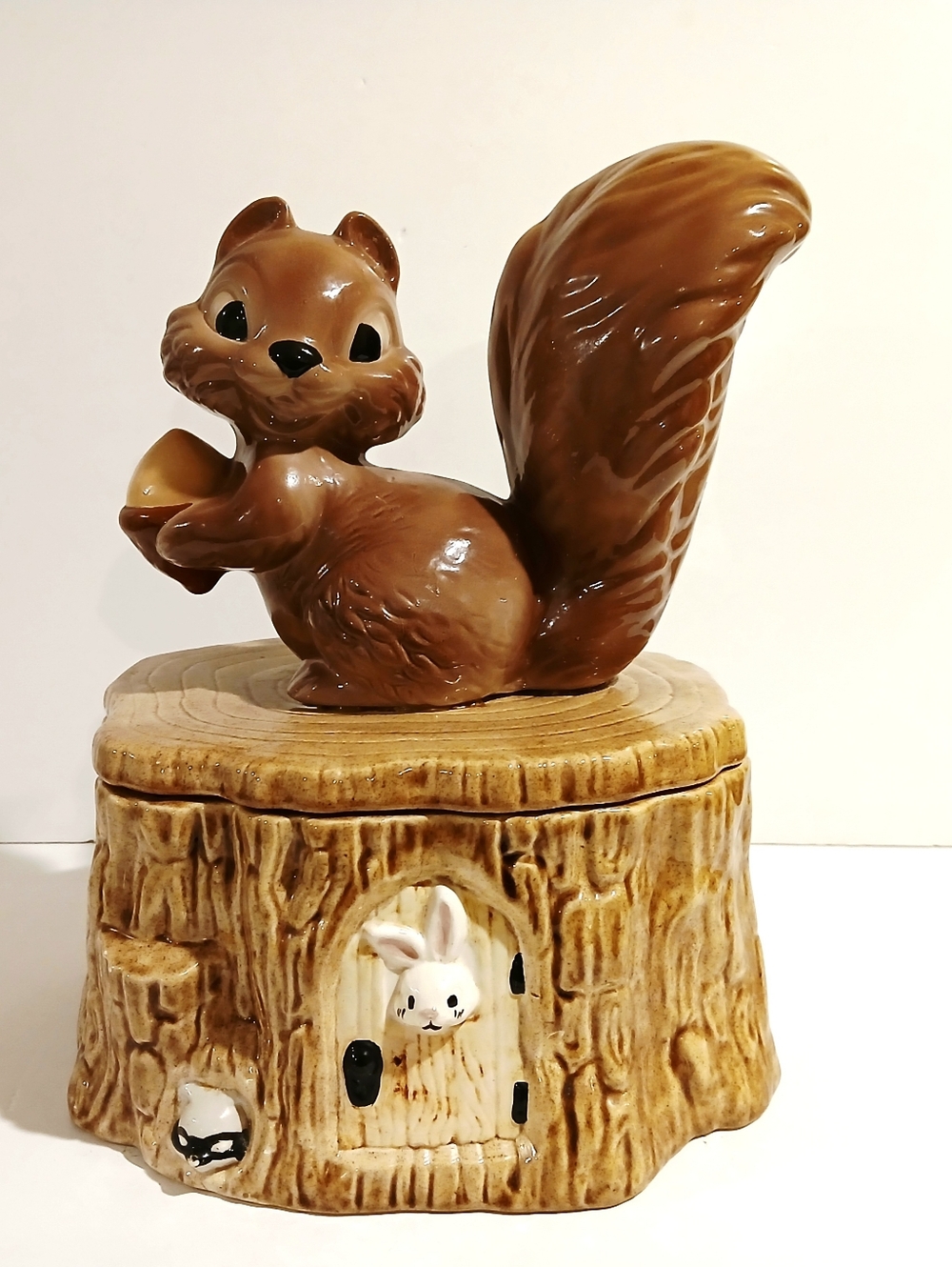 Vintage Large Brown Ceramic Squirrel Cookie Jar